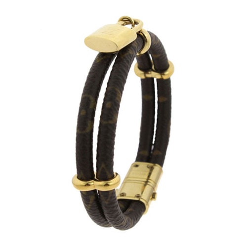 Louis Vuitton/路易威登 MONOGRAM KEEP IT TWICE系列 老花色金屬掛鎖雙層手環/手鐲19號 M6640F