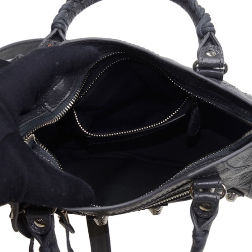 【包郵包稅】Balenciaga/巴黎世家 女士灰色羊皮機車手提包 #309544 D94JN 1160