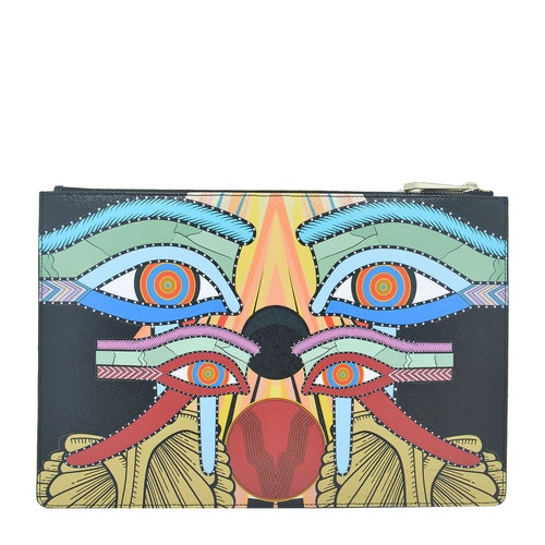 Givenchy/紀梵希 中性款式彩色人臉圖案 牛皮手拿包 手包 中號