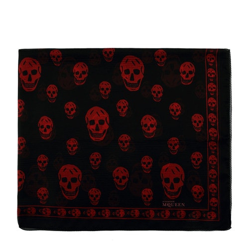 Alexander McQueen/亞歷山大麥昆 真絲長方形骷髏頭女士絲巾 AM2635140199 110640 4q010 1074