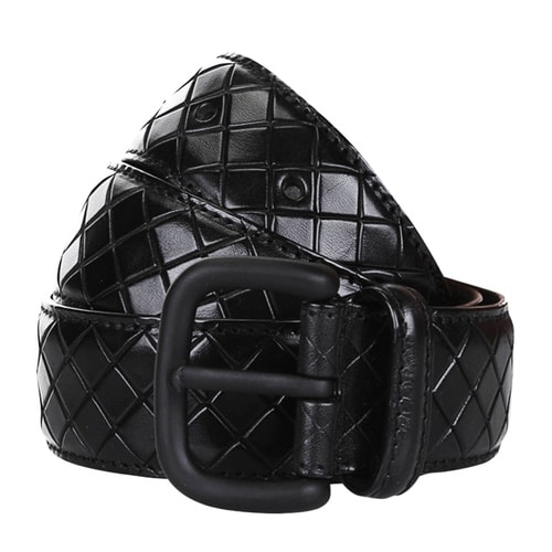 Bottega Veneta/葆蝶家 男士黑色羊皮編織樣式腰帶 261362 VQ241 1000