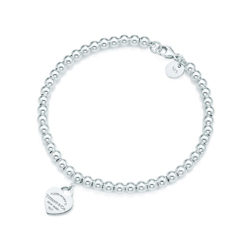 Tiffany & Co./蒂芙尼 女式藍色心形小珠Bead琺瑯手鏈 7.5英寸 TGRP03577