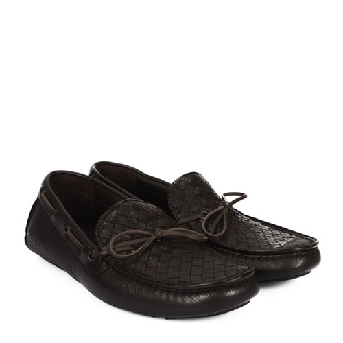 Bottega Veneta/葆蝶家 咖啡色編織牛皮男士樂福鞋休閑鞋 308160 VQ921 2006