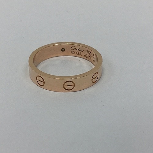 CARTIER(卡地亞) LOVE系列18k玫瑰金單鉆戒指53#