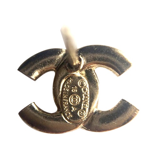CHANEL/香奈兒 經典小LOGO鑲鉆耳釘金色