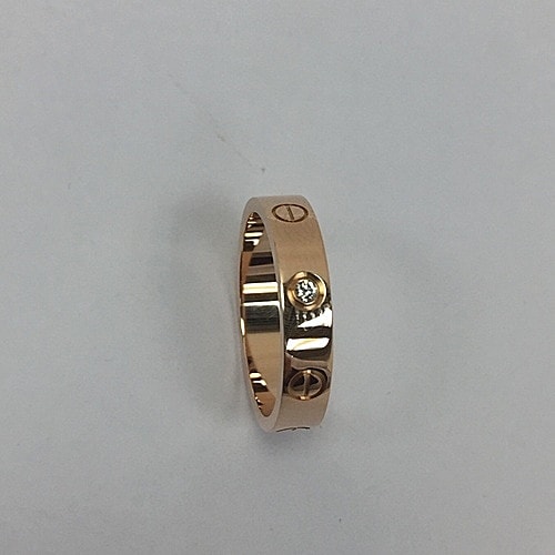 CARTIER(卡地亞) LOVE系列18k玫瑰金單鉆戒指53#