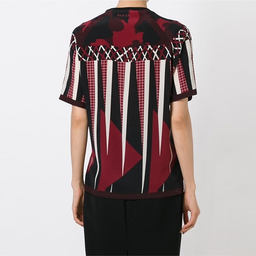 GUCCI/古馳 女士 真絲 個性印花 短袖T恤 AL