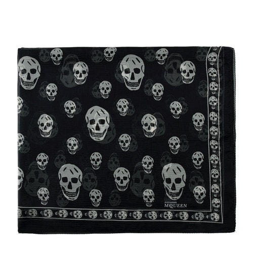 Alexander McQueen/亞歷山大麥昆 真絲長方形骷髏頭女士絲巾 AM2635140138 110640 4Q010 4078