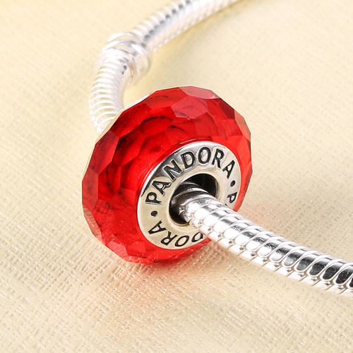 PANDORA/潘多拉 紅色切面琉璃珠791066