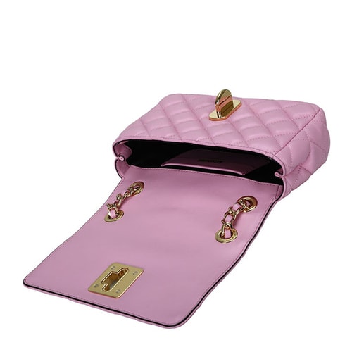 MOSCHINO/莫斯奇諾 女士小號(hào)羊皮鏈條單肩包 7493 粉色