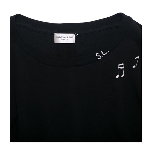 Yves saint Laurent/圣羅蘭 純棉圓領(lǐng)短袖音符袖潮牌男士T恤 YV1620931599 439315