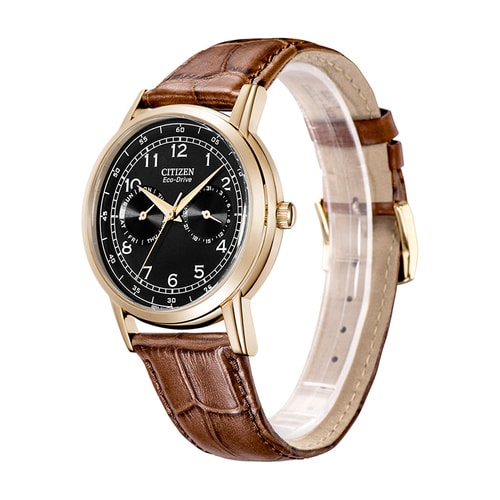 Citizen/西鐵城 光動能商務(wù)休閑小牛皮男表AO9003-08E