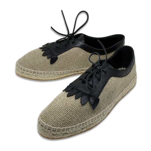 Bottega Veneta/葆蝶家 皮配麻 編織款 女士平跟鞋