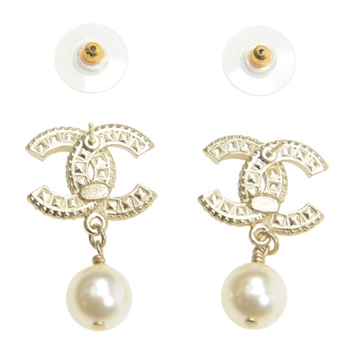 CHANEL/香奈兒金色大雙C配珍珠吊墜
