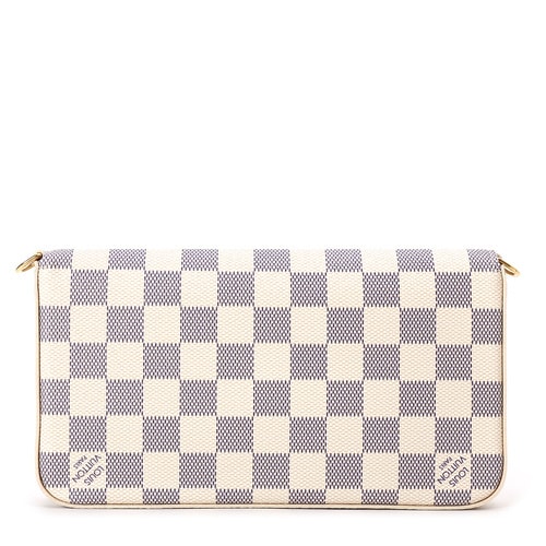 Louis Vuitton/路易威登 特價 白色棋盤格經典帆布女士鏈條多用斜挎包 Felicie N61363