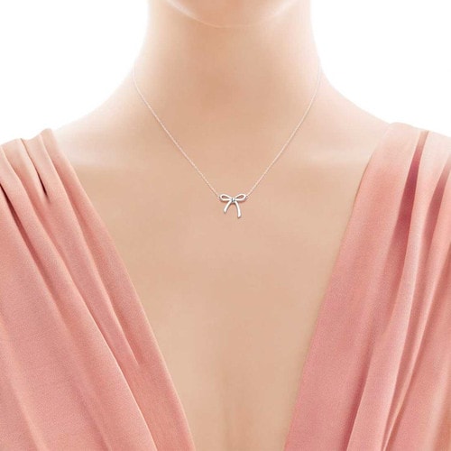 Tiffany & Co./蒂芙尼 小號純銀蝴蝶結吊墜項鏈