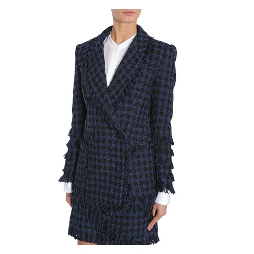 MSGM/MSGM 女士雙排扣毛邊裝飾棉混紡外套 EL