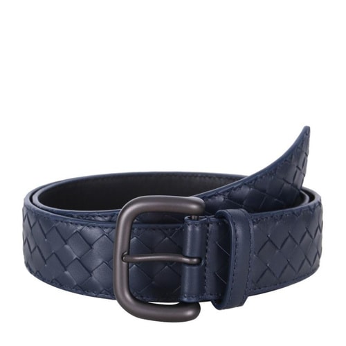 Bottega Veneta/葆蝶家 男士牛皮深藍(lán)色編織腰帶/173784 V4650 4013