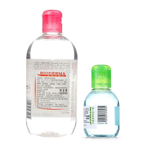 Bioderma/貝德瑪 舒妍潔膚液500ml粉色+凈妍潔膚液100ml藍(lán)色 卸妝水