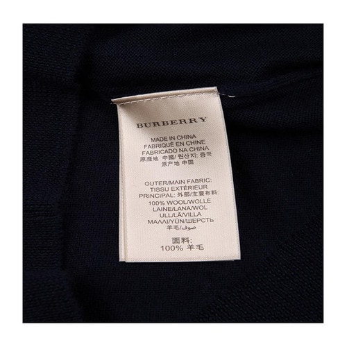 BURBERRY/博柏利 2016秋冬新款巴寶莉格紋手肘裝飾V領全羊毛長袖羊毛衫男針織衫 【161029】