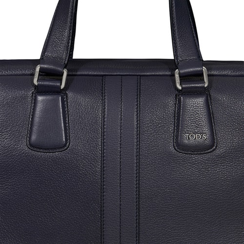 Tod’s/托德斯 男士藍色牛皮雙條紋設計公文包